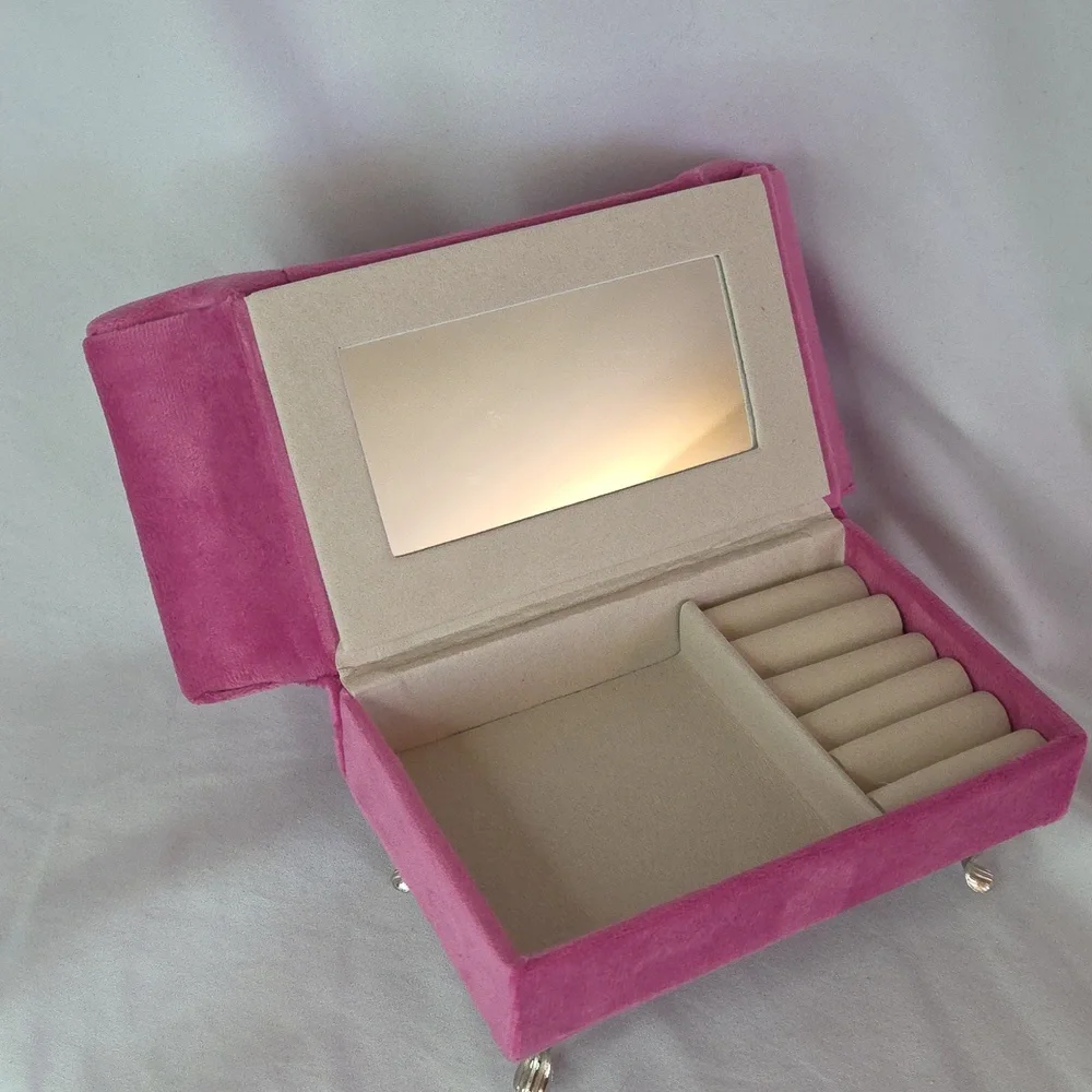 Pink Velvet Jewelry Box Couch Can Be Dolls Sofa Like New